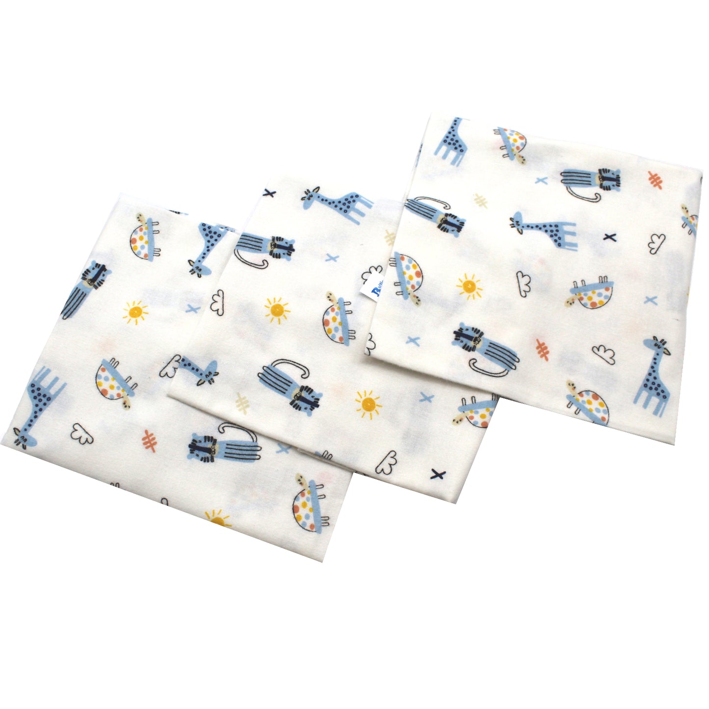 Scutece finet 80x80 cm, EgoBebe, 3 buc/set, Girafa, Bumbac 100%