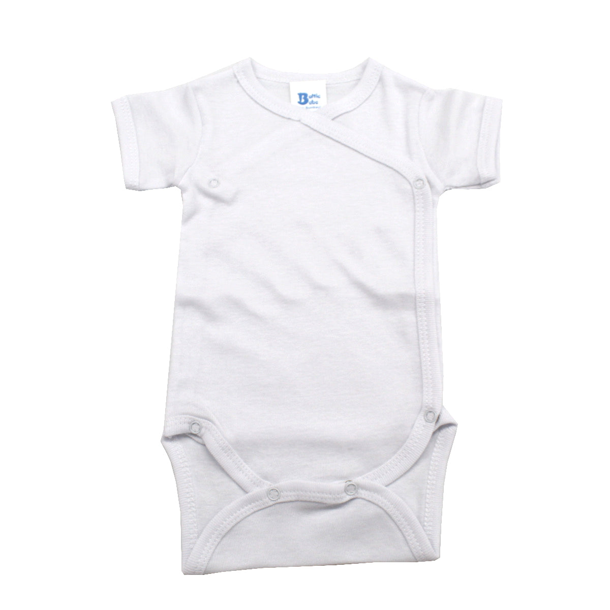 Body din bumbac cu maneca scurta Rib, Alb 0-3 Luni