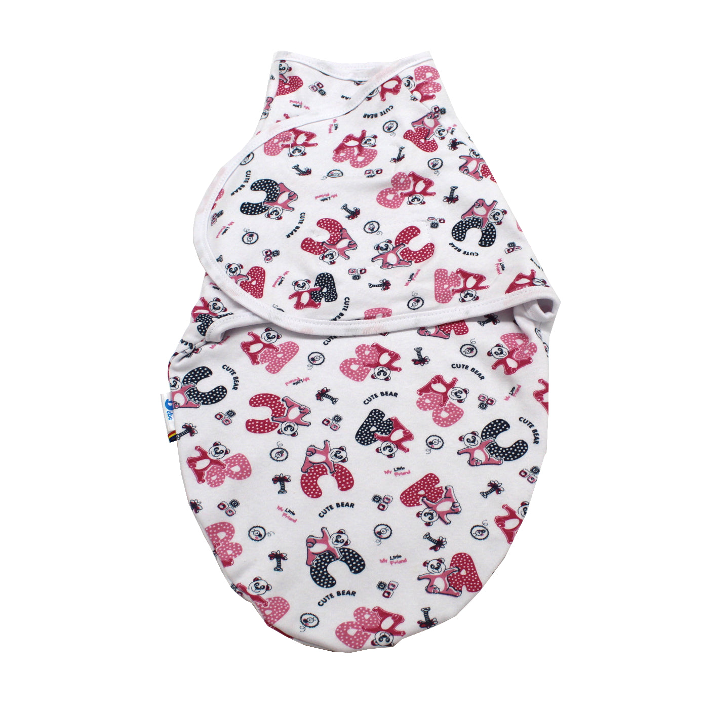 Sistem de infasare, EgoBebe, 1 buc, Bumbac 100%, Ursulet lirere roz