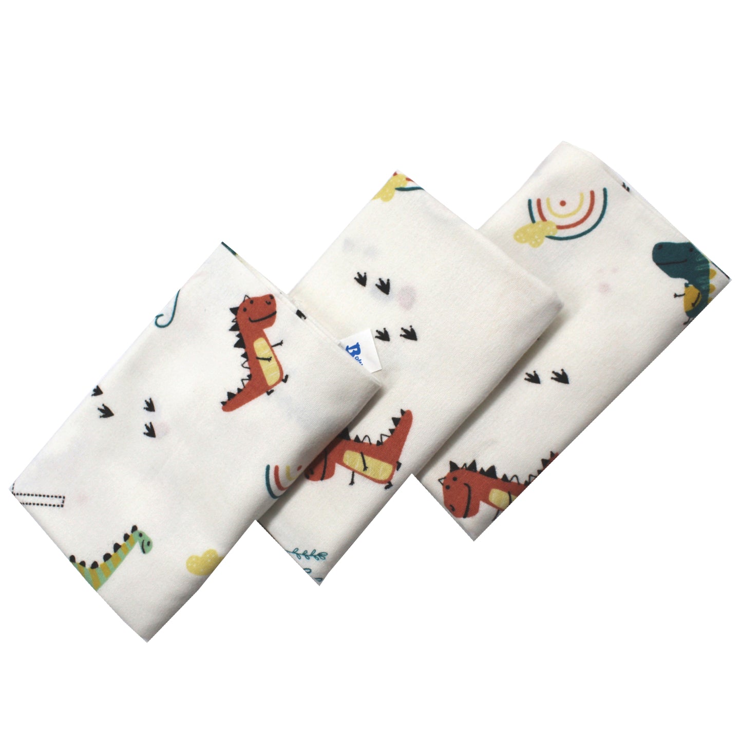 Scutece finet 80x80 cm, EgoBebe, 3 buc/set, Dino, Bumbac 100%