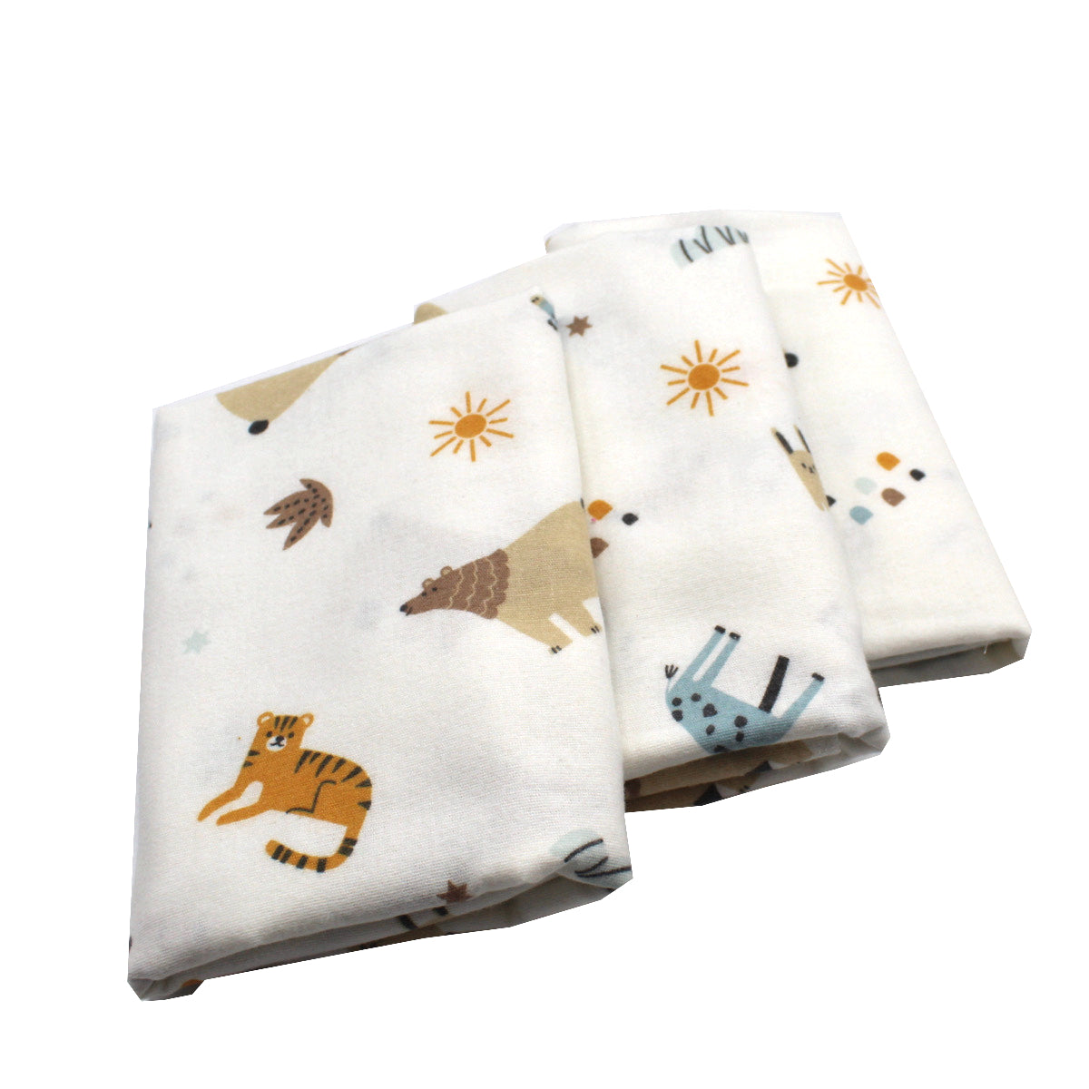 Scutece finet 80x80 cm, EgoBebe, 3 buc/set, Grizzly, Bumbac 100%