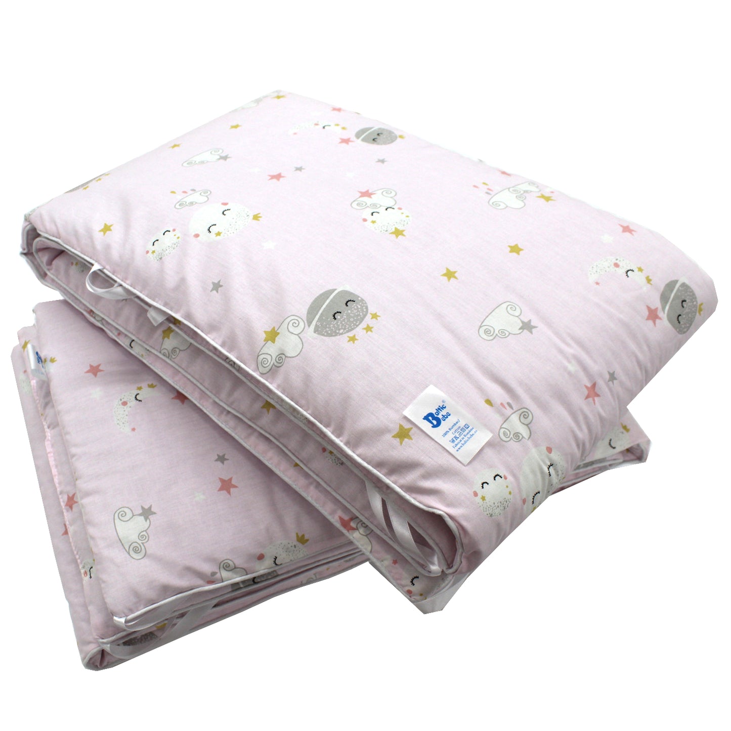 Protectie laterala patut, EgoBebe, setul contine 2 buc, Luna Roz