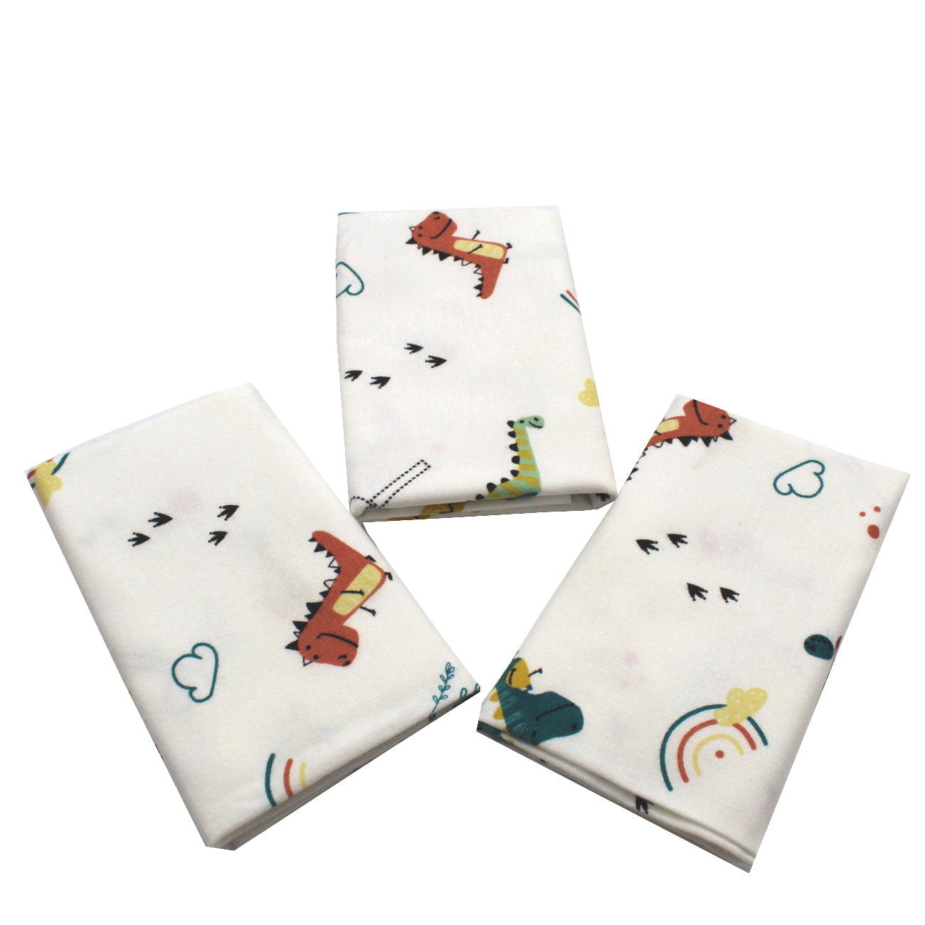 Scutece finet 80x80 cm, EgoBebe, 3 buc/set, Dino, Bumbac 100%