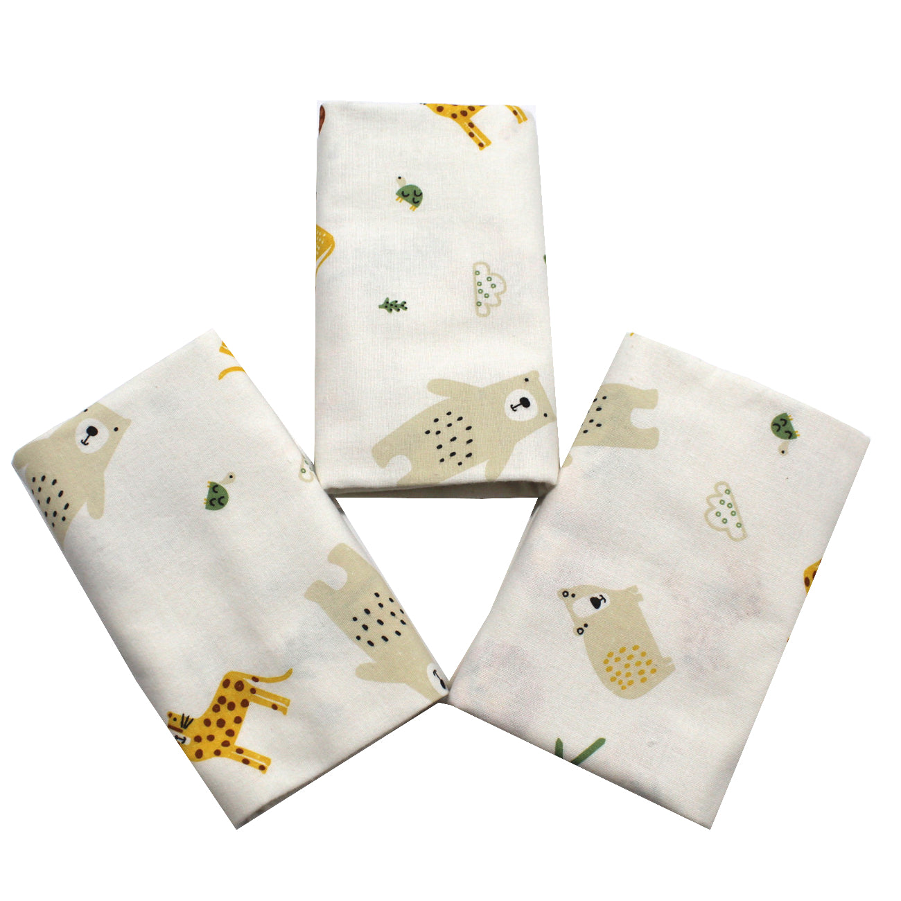 Scutece finet 80x80 cm, EgoBebe, 3 buc/set, Tigru, Bumbac 100%