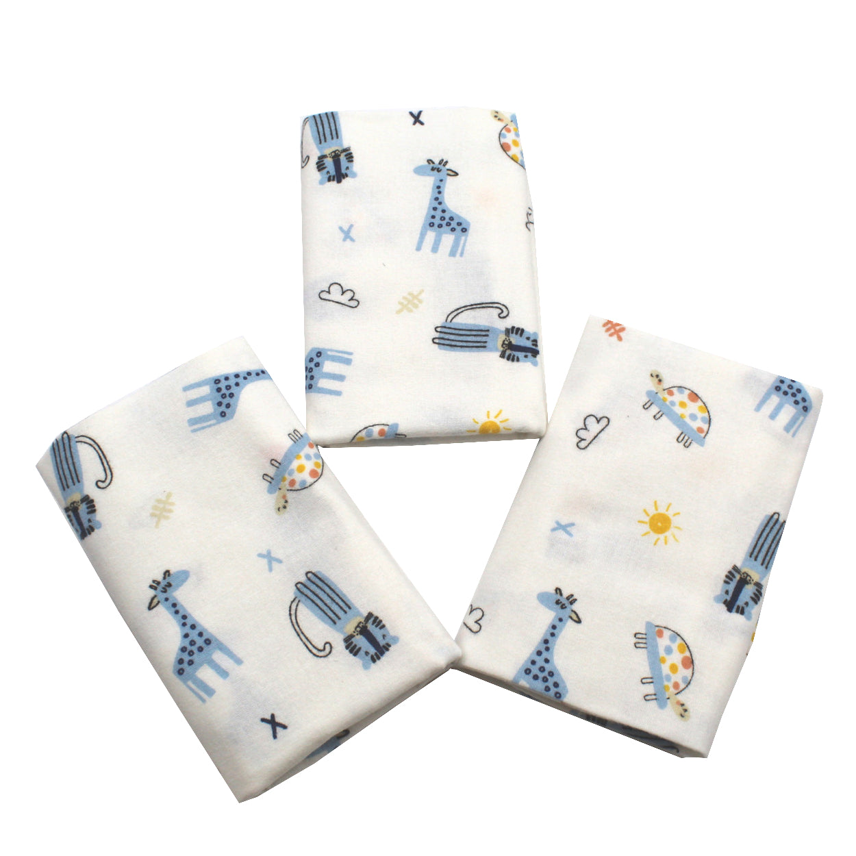 Scutece finet 80x80 cm, EgoBebe, 3 buc/set, Girafa, Bumbac 100%