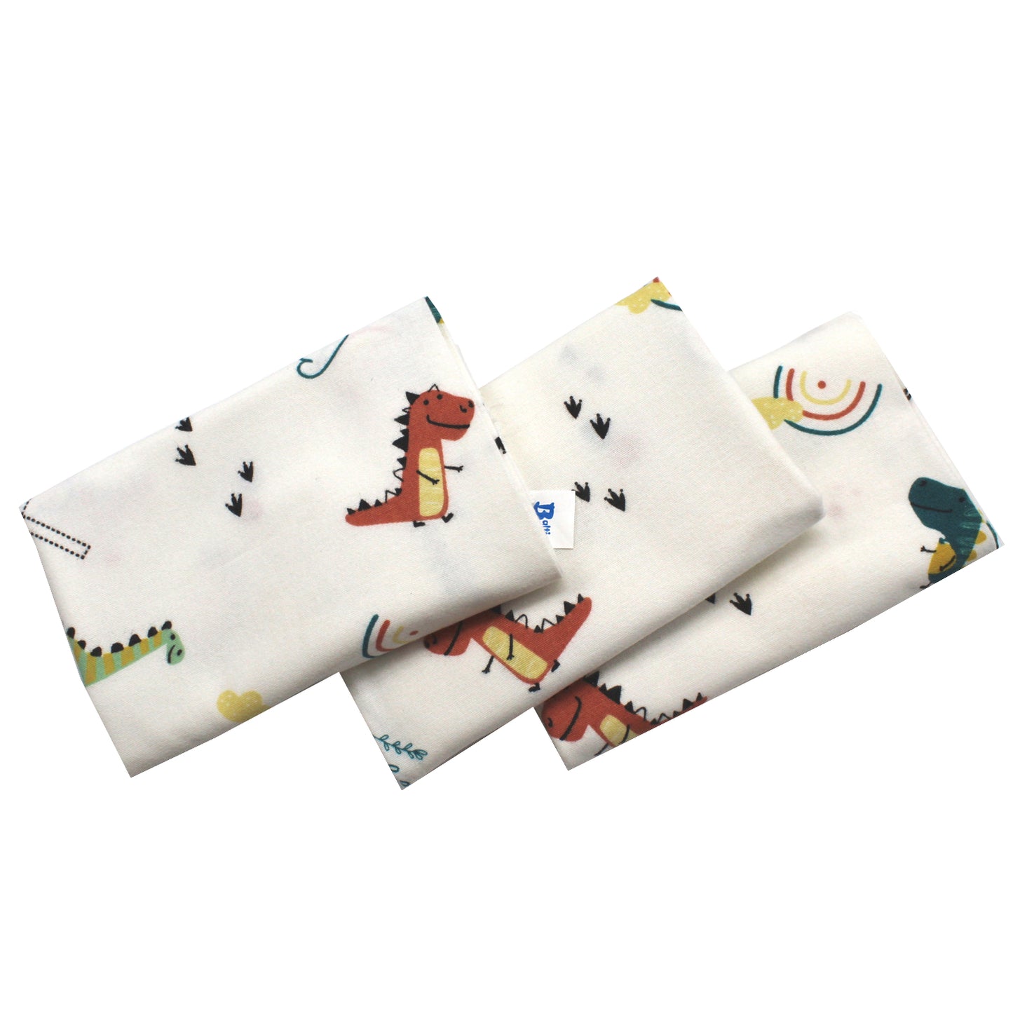 Scutece finet 80x80 cm, EgoBebe, 3 buc/set, Dino, Bumbac 100%