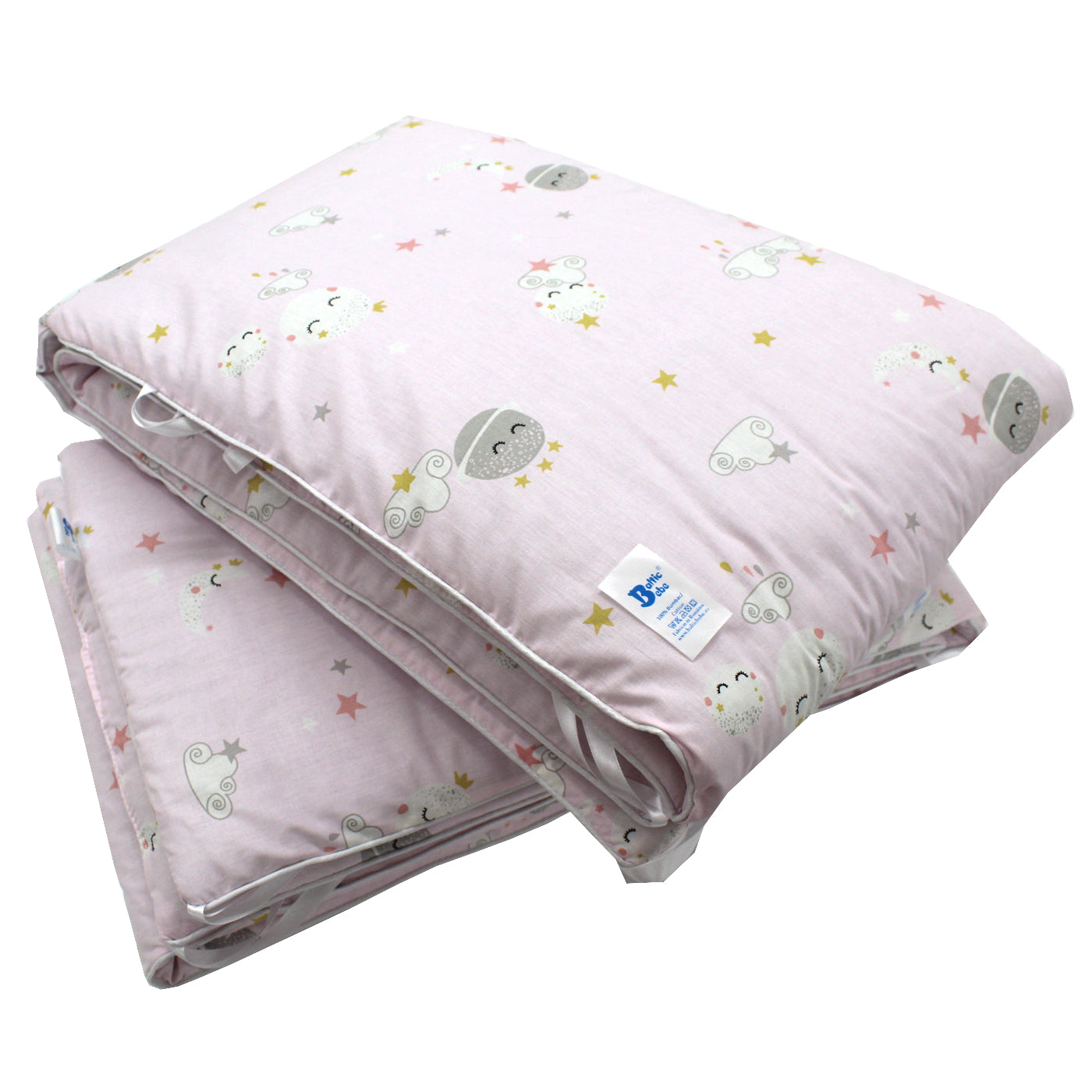 Protectie laterala patut, EgoBebe, setul contine 2 buc, Luna Roz