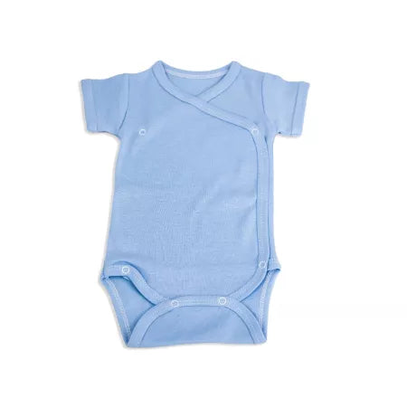 Body din bumbac cu maneca scurta Rib, Bleu 0-3 Luni