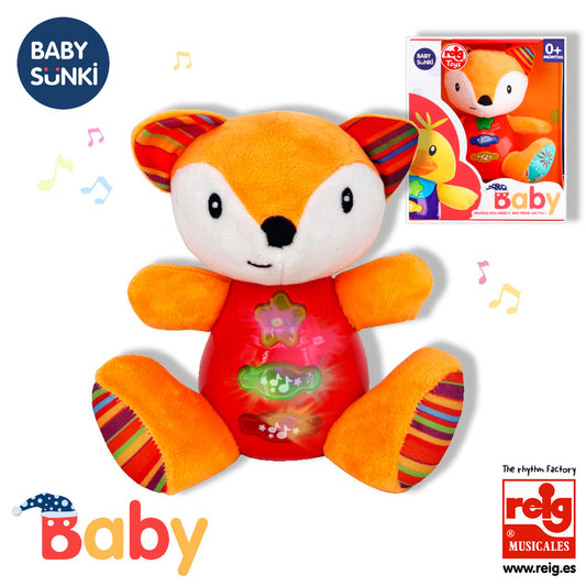 Jucarie interactiva bebe cu sunete si lumini 15 cm - Vulpe