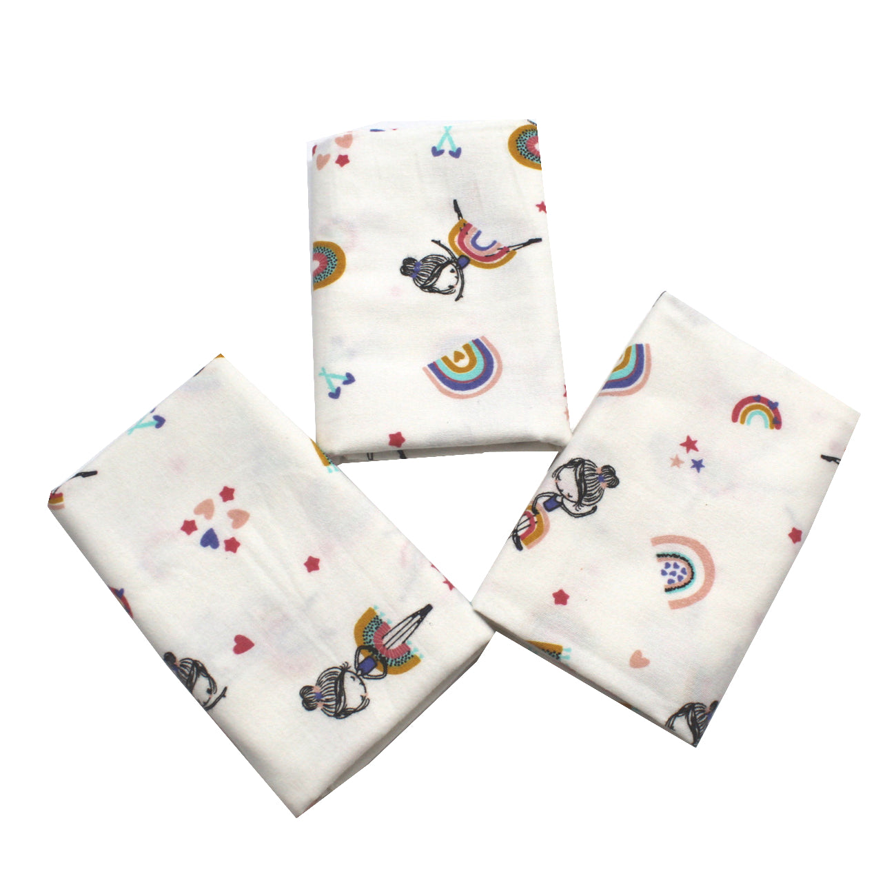 Fine diapers 80x80 cm, EgoBebe, 3 pcs/set, Princess, Cotton 100% 