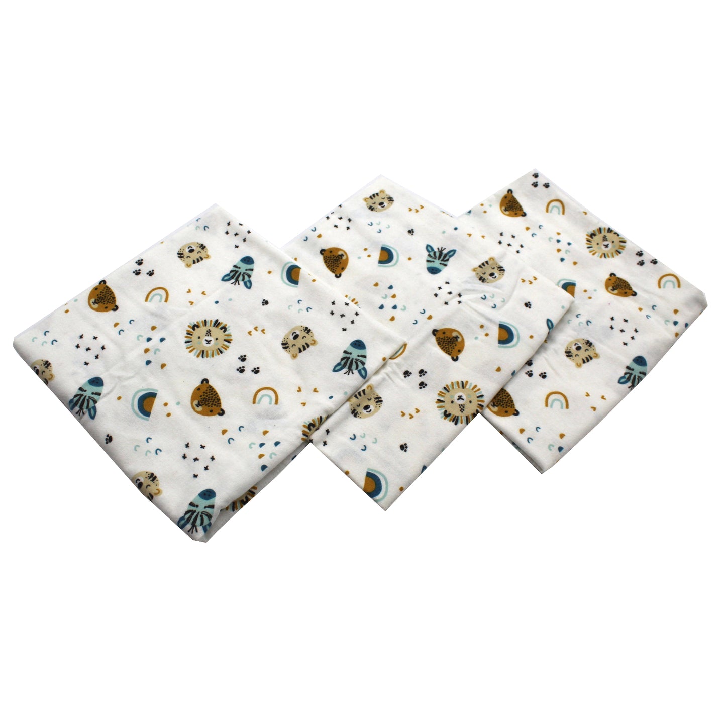 Scutece finet 80x80 cm, EgoBebe, 3 buc/set, Tigru, Bumbac 100%
