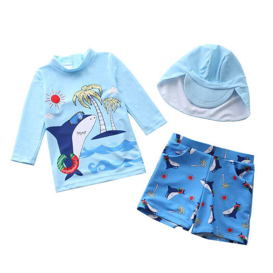 Costum Baie Copii UPF 50+ Mânecă Lungă – Bleu | EgoBebe