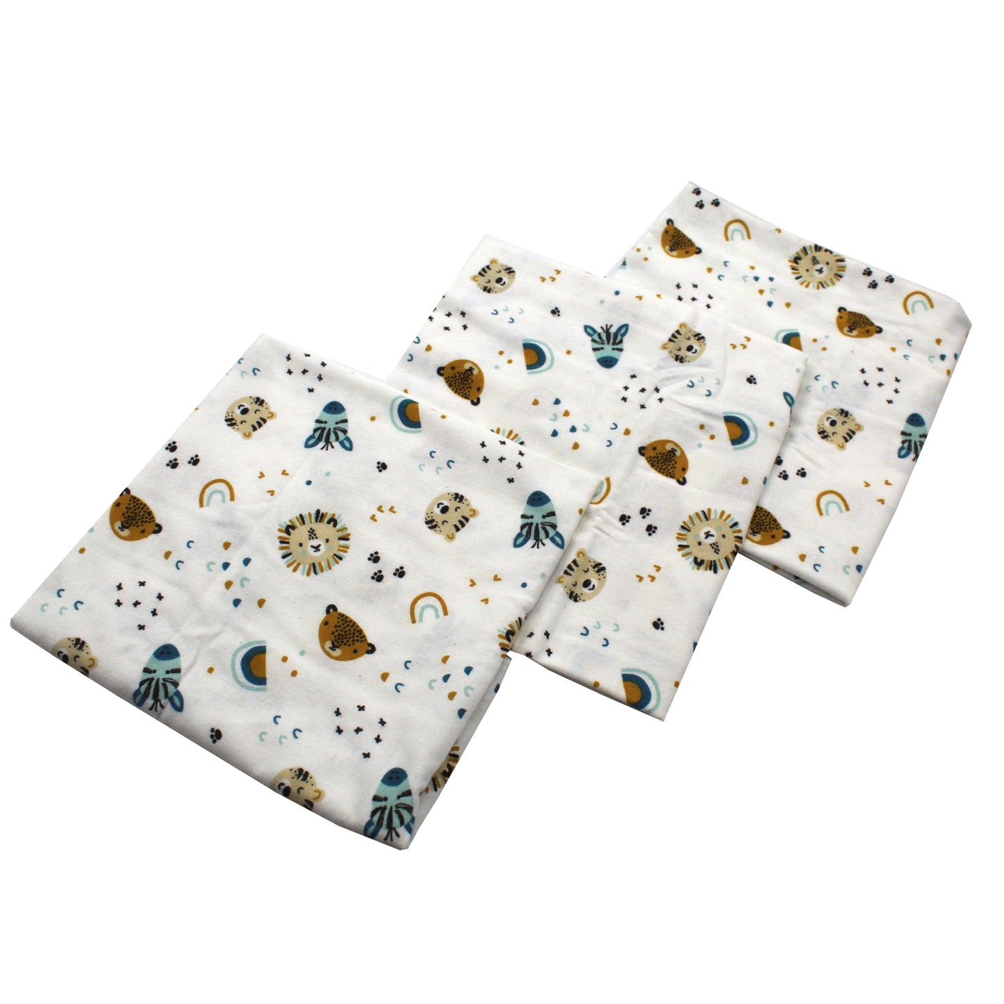 Scutece finet 80x80 cm, EgoBebe, 3 buc/set, Tigru, Bumbac 100%