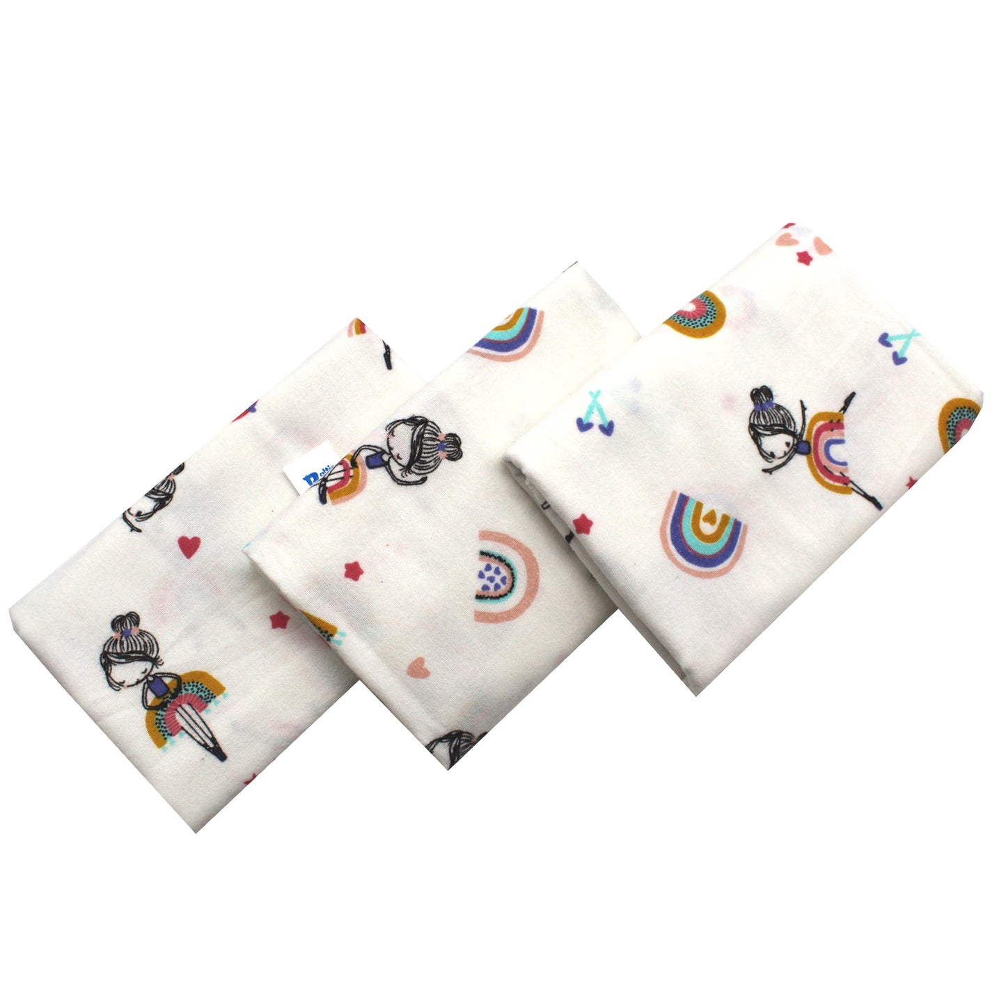 Fine diapers 80x80 cm, EgoBebe, 3 pcs/set, Princess, Cotton 100% 