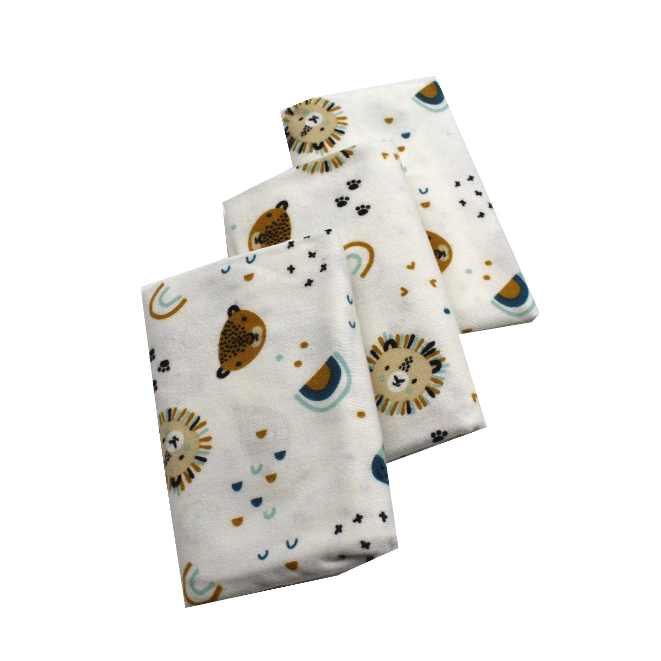 Scutece finet 80x80 cm, EgoBebe, 3 buc/set, Tigru, Bumbac 100%