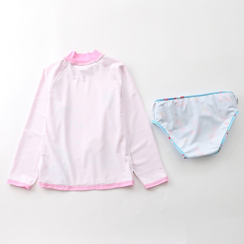 Costum de baie cu maneca lunga protectie UPF 50+ Roz