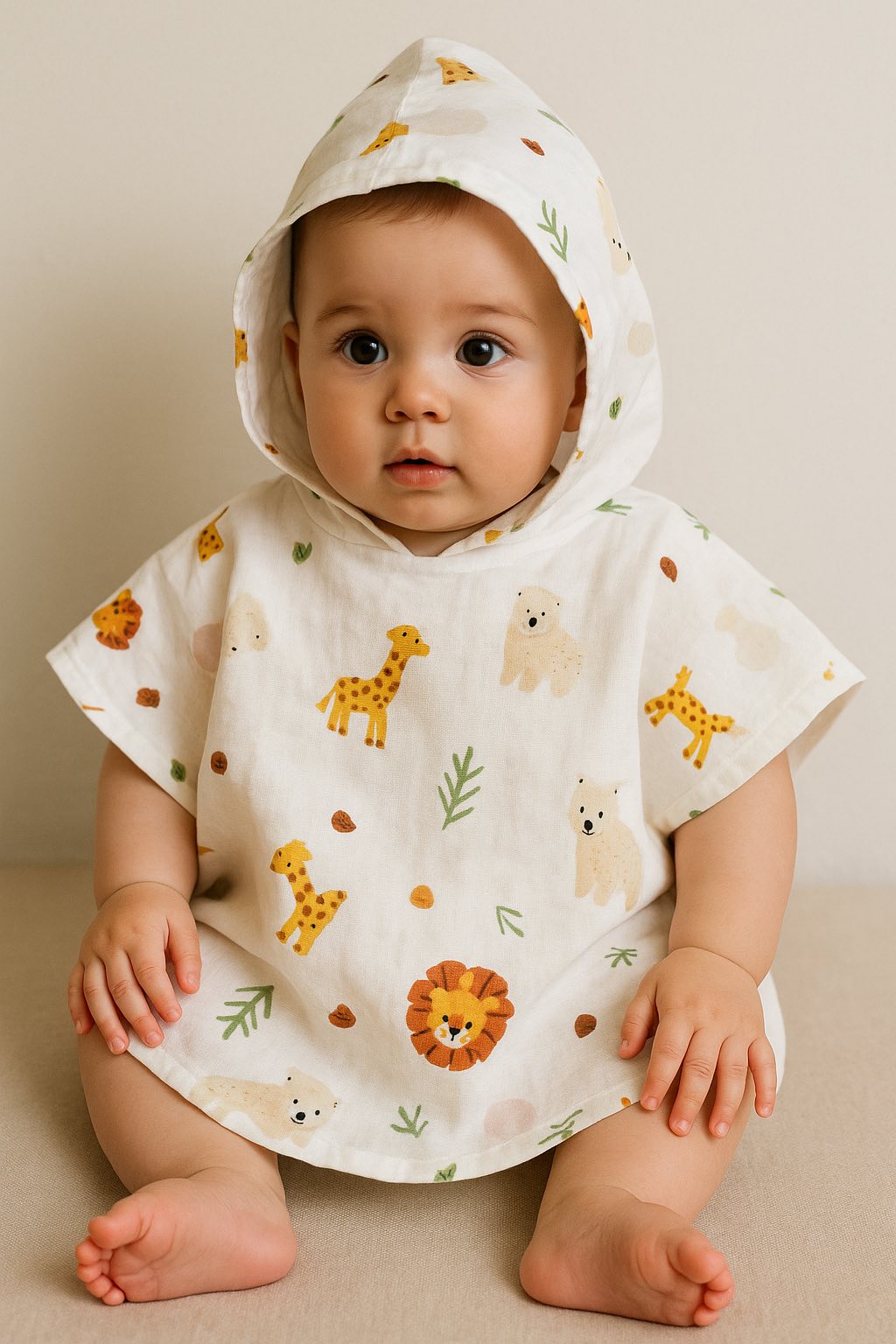 Poncho, EgoBebe, Bumbac 100% muselina, Tigru